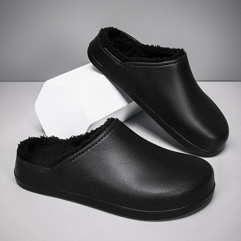 Mode Winter EVA Herren Hausschuhe Plüsch Warm Wasserdicht Ölbeständig Herren Kochschuhe Rutschfest Küchenarbeitsschuhe Paar Zuhause Weiche Sohle Schuhe