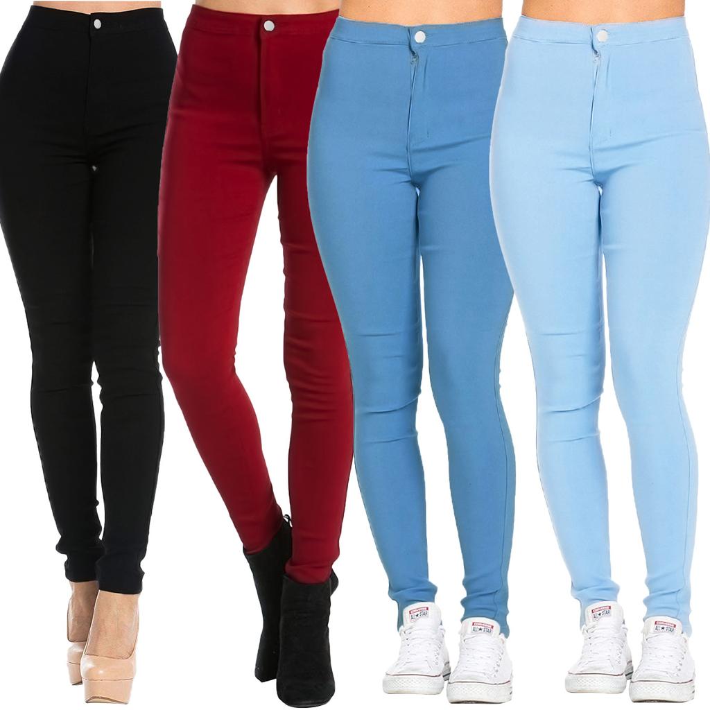 Pantaloni da lavoro da donna a vita alta, skinny, comodi ed elasticizzati, vestibilità slim, da infilare per il lavoro