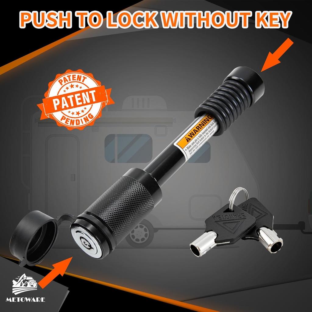 METOWARE Trailer Hitch Lock Hitch Receiver Pin Lock Fits Class III IV V and 2”- 3-1/2" Receiver with 5/8" Dia 4” Lock Pin and 8 Anti-Rattle