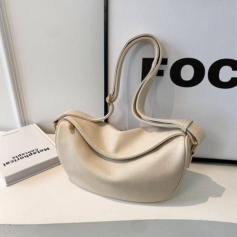 

Popular Minimalist Street Style Soft Leather Saddle Bag Women s Bag 2024 Spring Style білий