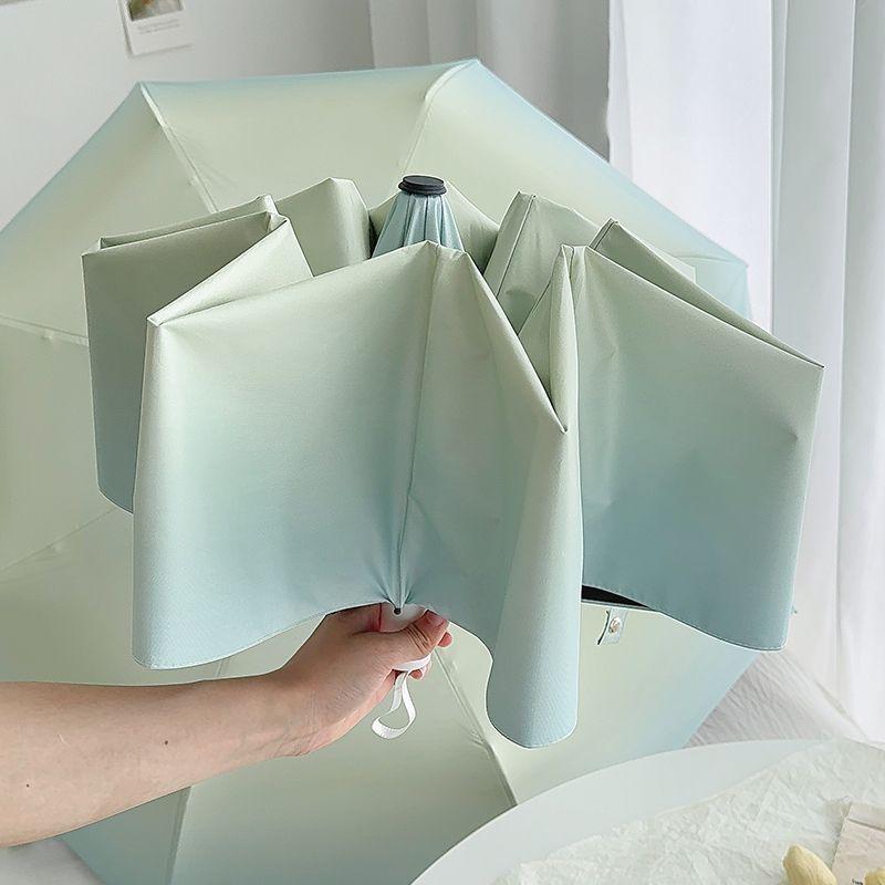 Salt-Style Gradient Blue Automatic Folding Umbrella: Dual-Use for Rain or Shine with Black Glue Sunscreen