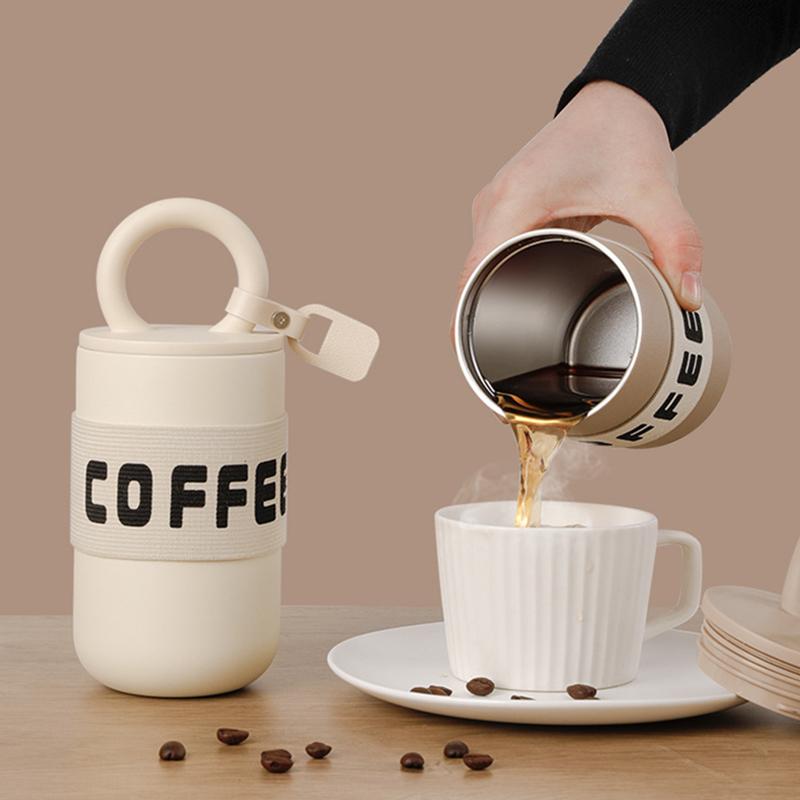 Taza de viaje portátil de acero inoxidable 304, termo moderno y bonito de 460 ml, aislante para café.