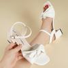Summer Hot Sale Shoes for Female Butterfly-knot Women's Sandals Buckle Strap Square Toe Women's High Heels Solid Sandals Ladies