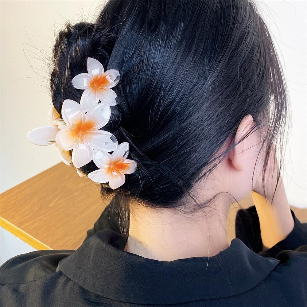 Mode Gradienten Ei Blume Haar Krallen Clip Frauen Mädchen Süße Acryl Haarnadeln Sommer Strand Hawaiian Headwear Haar Zubehör