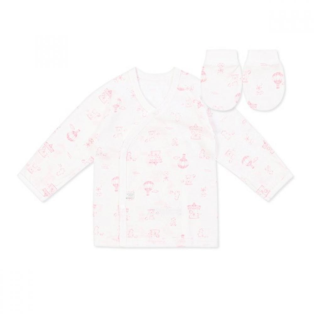 Organicmom Pinkland Supima Bodysuit Mitten Set Mlsnbe08 white/FREE