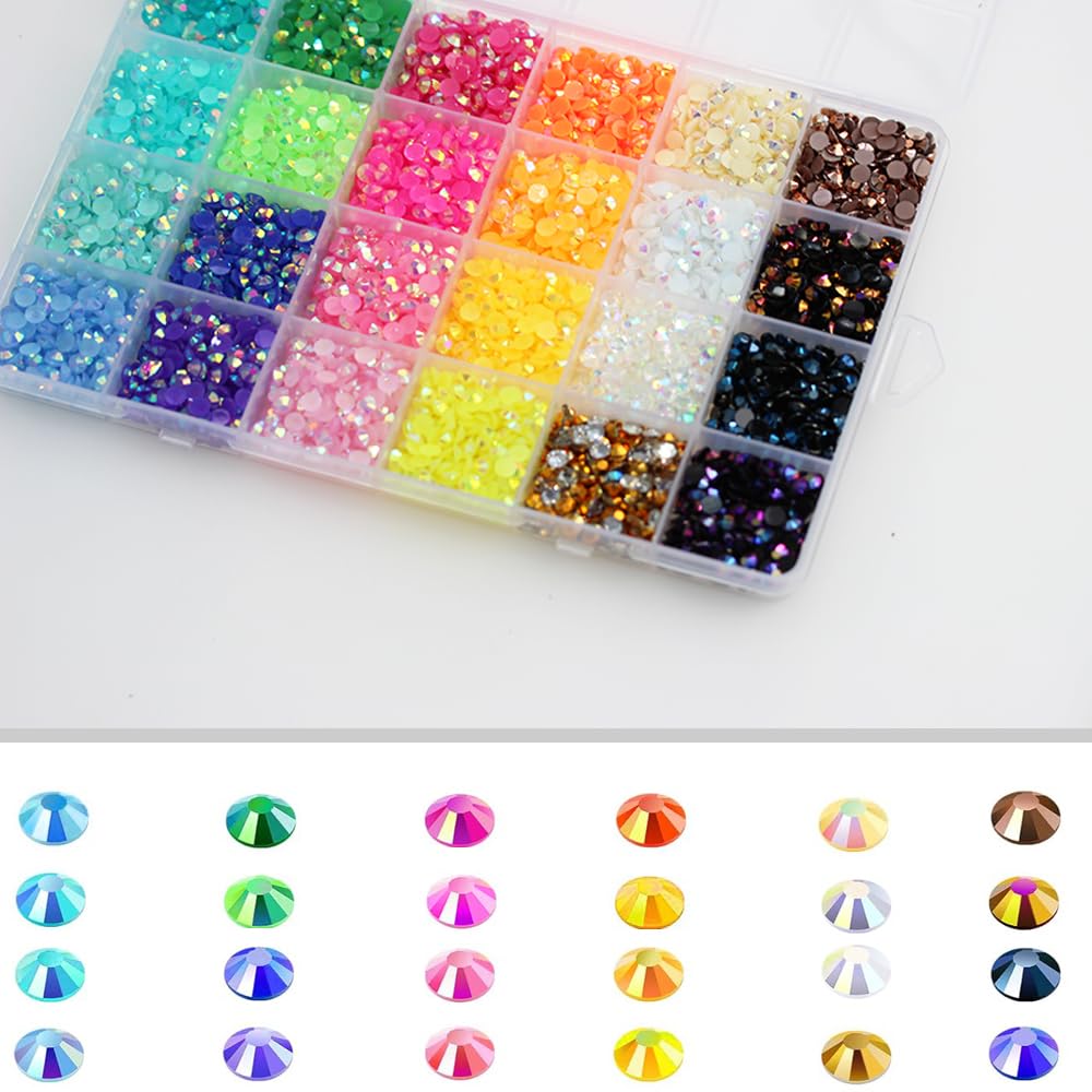 6000 Nail Stones Rhinestones BetterJonny 24 Colors Nail Stones Glass Nail Deco Parts Craft Parts DIY Nail Parts Decorate Your Nails (5mm)