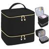 Portable Handheld Double-Layer Large-Capacity Nail Polish Storage Makeup Bag with Elevated Double Zipper