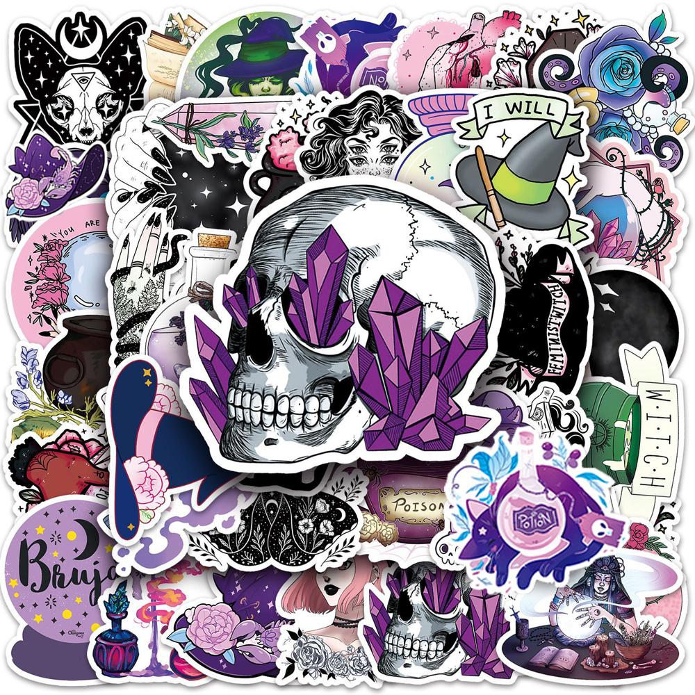 10/30/50pcs Gothic Witch Cartoon Stickers Magic Apothecary Cartoon Decals DIY Laptop Phone Notebook Vintage Graffiti Sticker