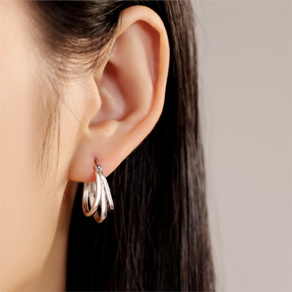 925 Silver Exquisite Multi-layer Ear Ring Jewelry Versatile Hoop Earrings For Women Jewelry Fine Birthday Party Gift