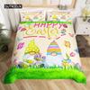 Easter Rabbit Tail Comforter Cover Pastel Pink Tulip Flowers Duvet Cover Twin Easter Eggs Kawaii Animal Bedding Set Easter Decor