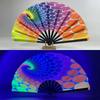 Ventilateur Psychedélique Néon Vibrant 13 pouces Papillon Ventilateur Luminescent Réactif aux UV Cosplay