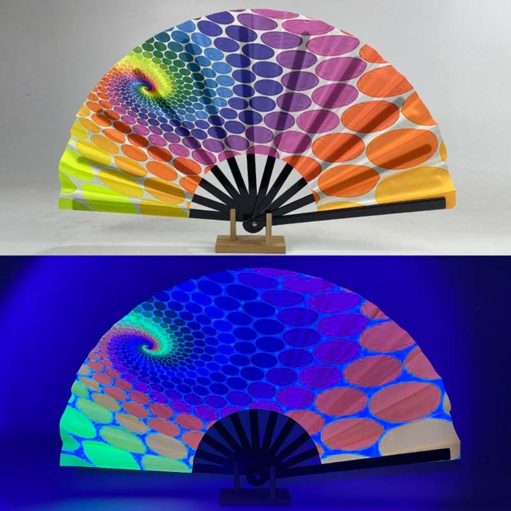 Ventilateur Psychedélique Néon Vibrant 13 pouces Papillon Ventilateur Luminescent Réactif aux UV Cosplay
