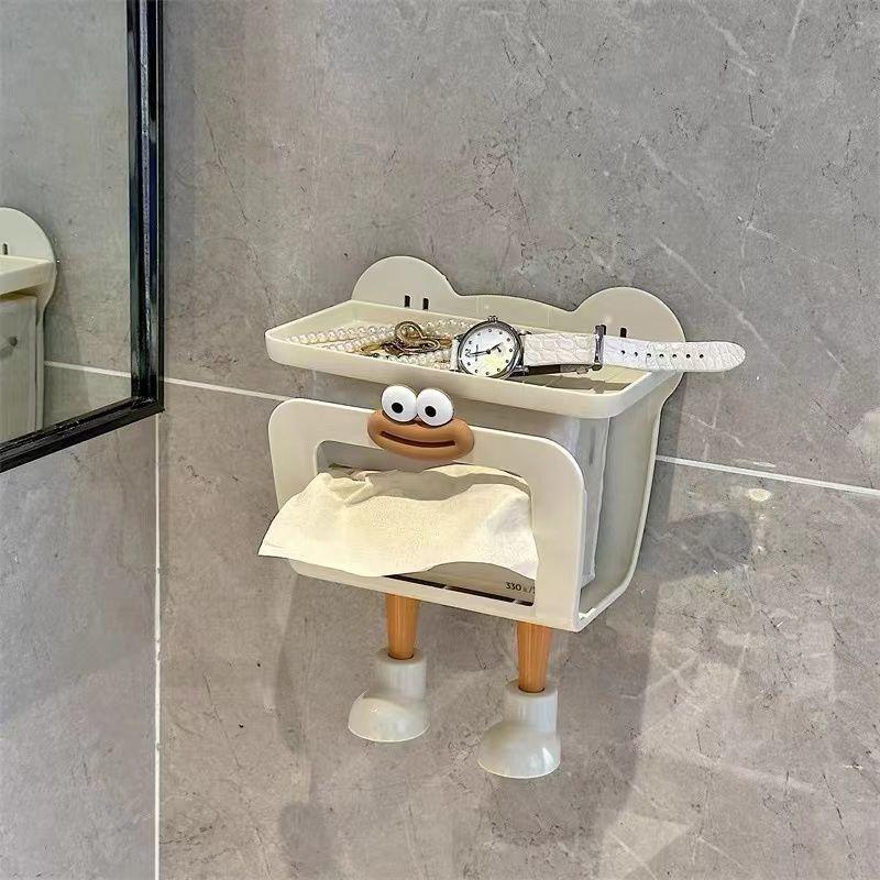 Cute Cartoon Wet Wipes Box Bathroom Wall Mounted Drawer Box Milk Oil Fan Miscellaneous Items Wet Wipes Hand Wipes Storage