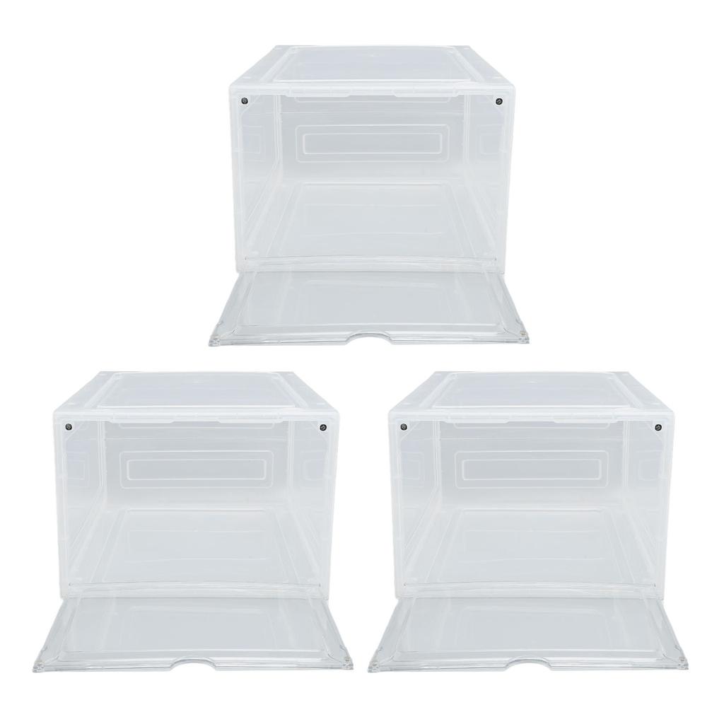 Shoe Storage Box Thick Side Opening Space Saving Transparent Stackable Shoe   Foldable Shoe Rack Container Holder for Shoes Clothes
