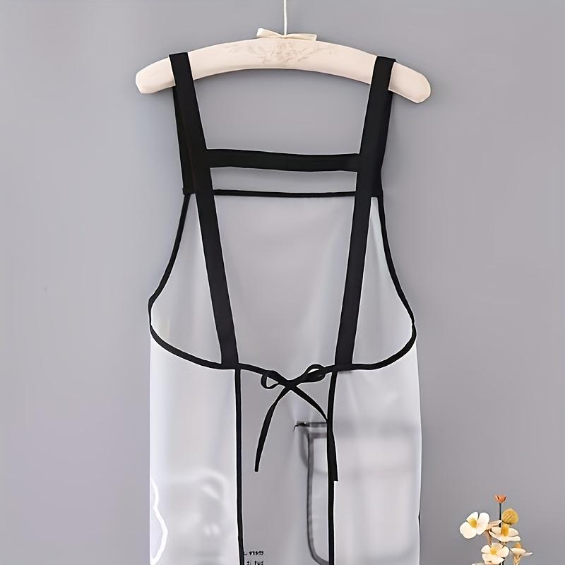 Unisex Apron, Transparent TPU Bear Print Apron with Single Pocket, Suitable for Kitchen/Dining/Garden Gardening, Black and White
