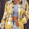Flattering Plaid Print Womens Shirt - Fashionable Button-Down Design with Warm Long Sleeves - Classic Casual Style for Everyday Wear