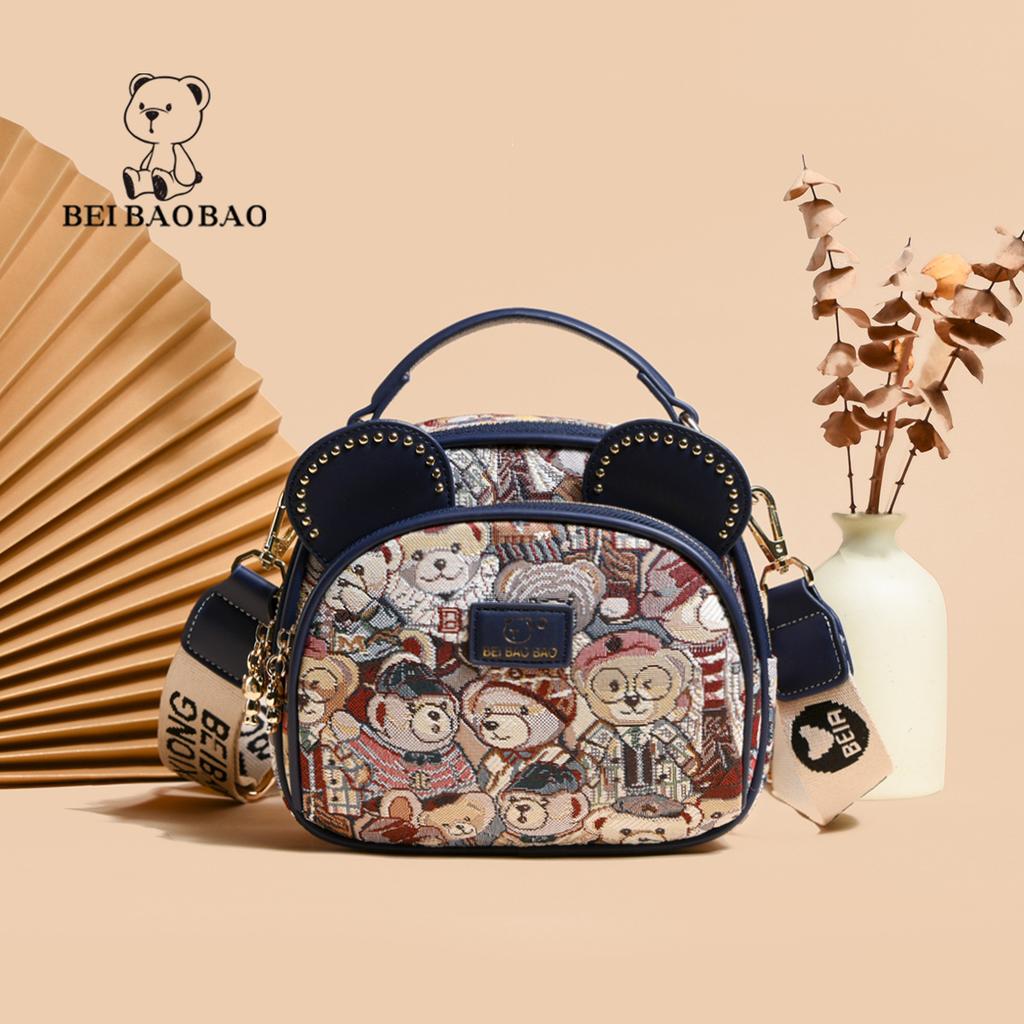 Canvas Cute Little Bear Bag Crossbody Phe Bag Women's Single Oulder 2026 New Sweet Cool Sle Daily Use Round Ape