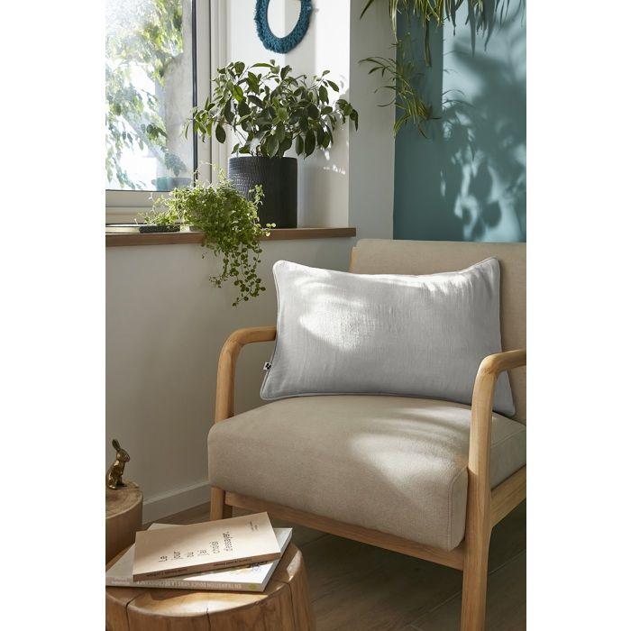 Coussin - GAIA - 40 x 60 cm - Gaze de coton - Déhoussable - Couleur Nuage