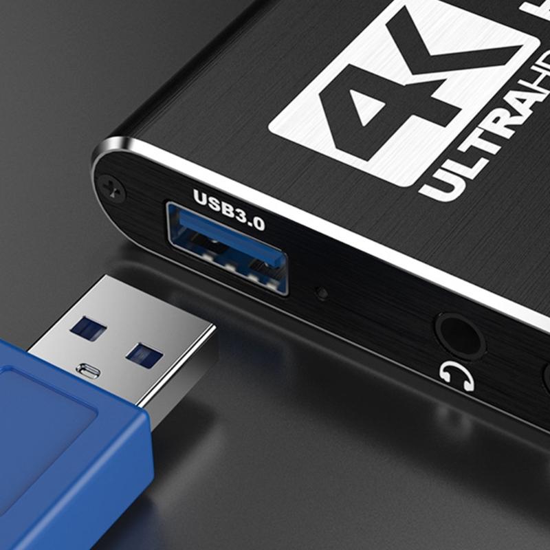USB 3.0 to HDTV Video Capture Card 4K Video Recording Device Transfer Record Grabbers for Recording Live Streaming