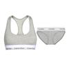 Letter Jacquard Comfortable Wireless Bra And Mid-Rise Triangle Panty Set Women Underwear Gray F3785-020+F3787-020