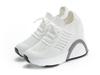 "2024 Autumn Women's White Height-Enhancing Sports Shoes - Korean Style, Breathable, Versatile, and Casual with High Heels"