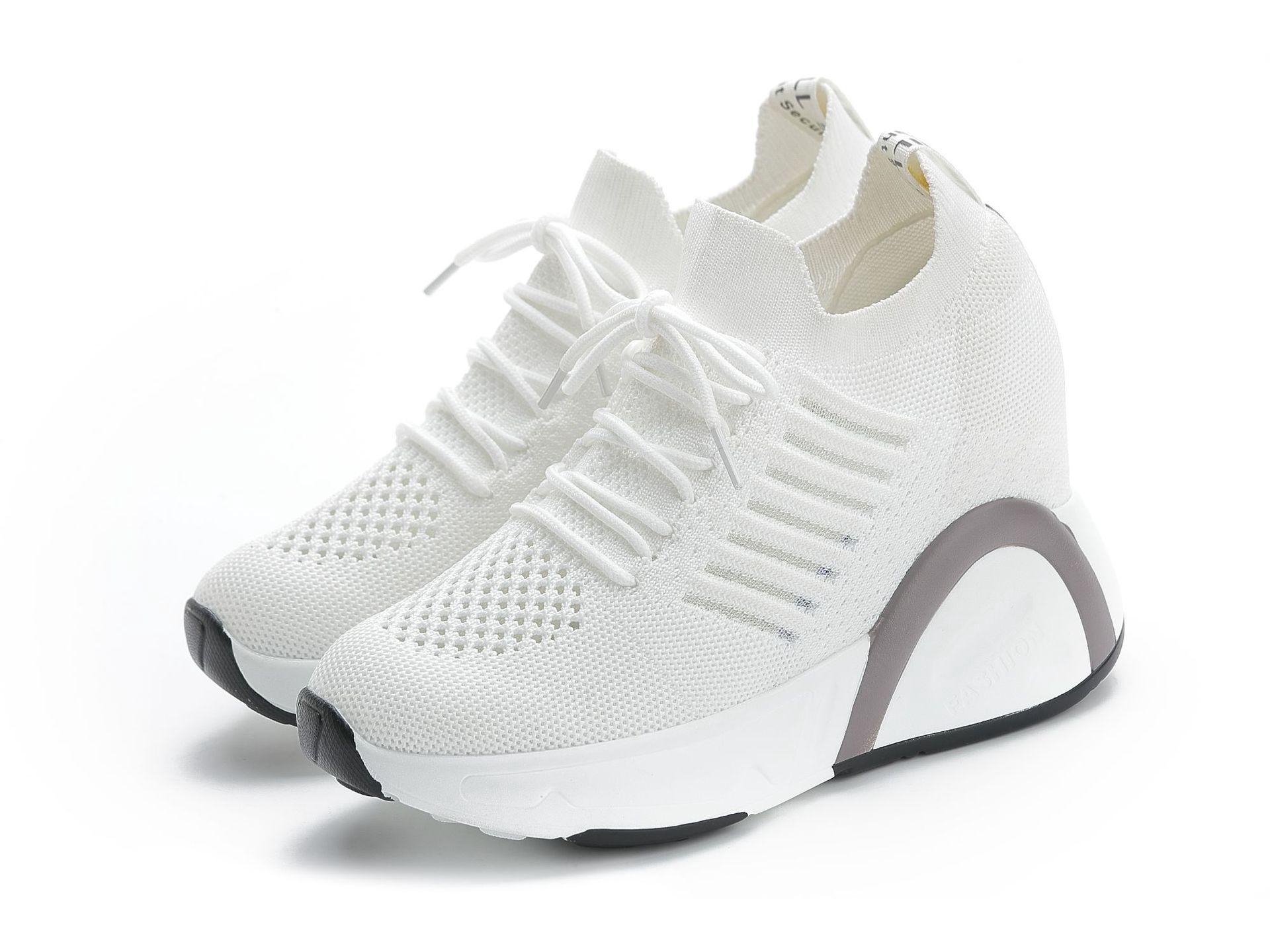 

«Женская спортивная обувь белого цвета, визуально увеличивающая рост, осень 2024 г. — корейский стиль, дышащая, универсальная и повседневная обувь на высоком каблуке» 40