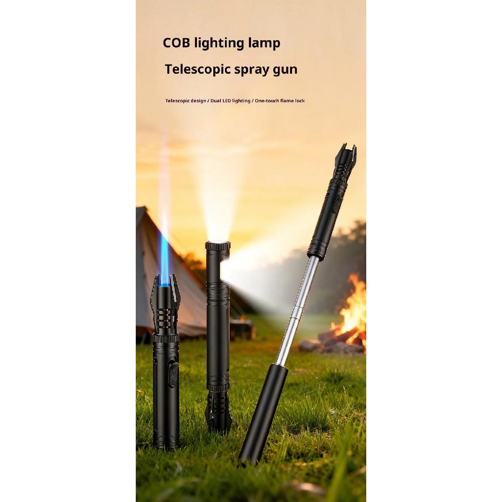 BBQ Barbecue Candle Lengthening Powerful Metal Gas Lighter Windproof Turbo Kitchen Torch Cigar Smoking Accessories Flashlight
