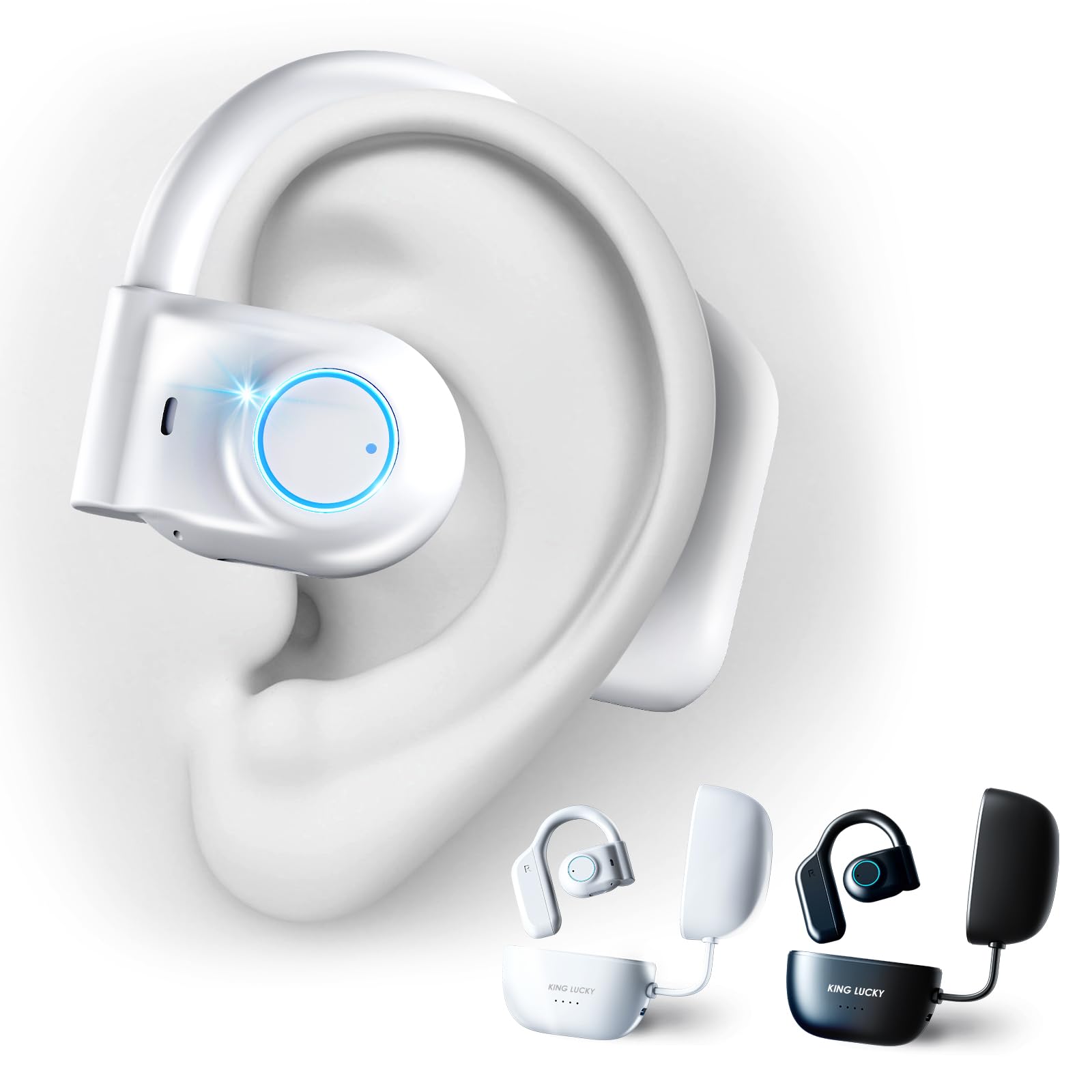 

у 2024 Air King Lucky i31PRO Повністю бездротові навушники Open Ear з мікрофоном Bluetooth 10 г Ультралегка якість звуку Швидка зарядка 36
