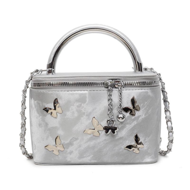 Fashion versatile chain small square bag women's new popular butterfly portable bucket bag shoulder messenger bag