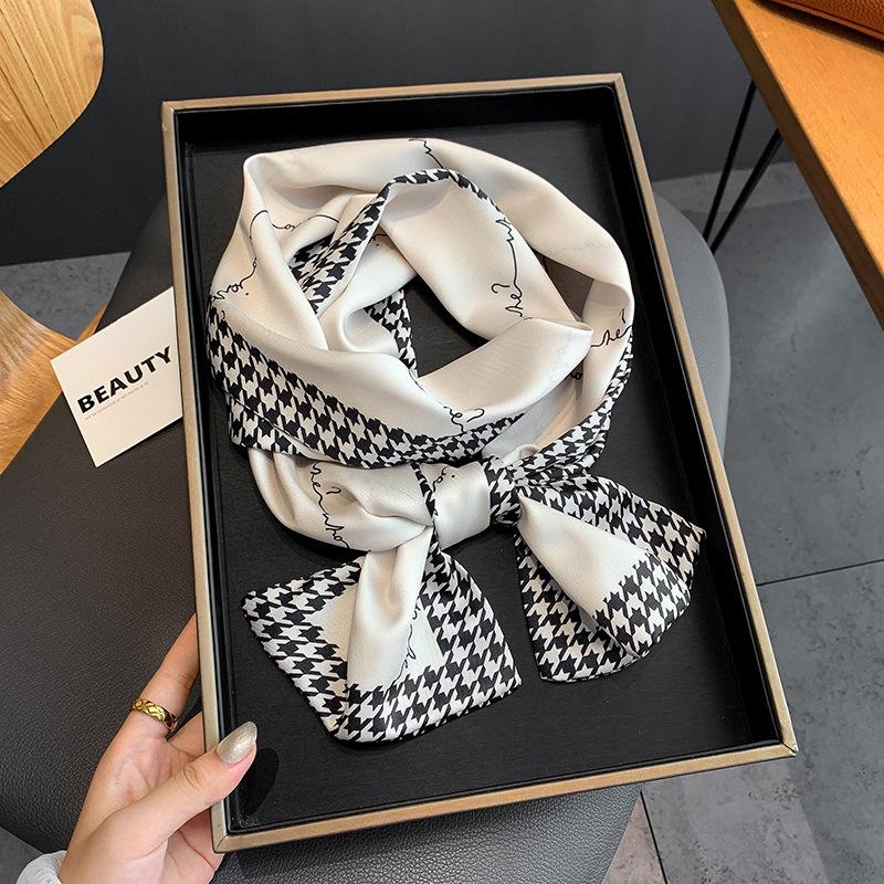 Long Small Silk Scarf Women's Autumn and Winter Versatile Thin and Narrow Scarf with Shirt Fashion Headband New Decorative Scarf