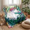 Fantasy Forest Unicorn Theme Blanket Lightweight Warm Flannel Blanket Decorative Throw Blanket for Home Decoration