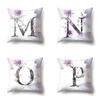 Polyester Pillowcase Home Watercolor Flower Print Pillowcase 26 English Letters Bedside Cushion Cover
