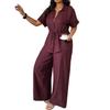 Spring and Summer Women's Casual Beach-Style Printed V-Neck Crop Top and Skirt Set