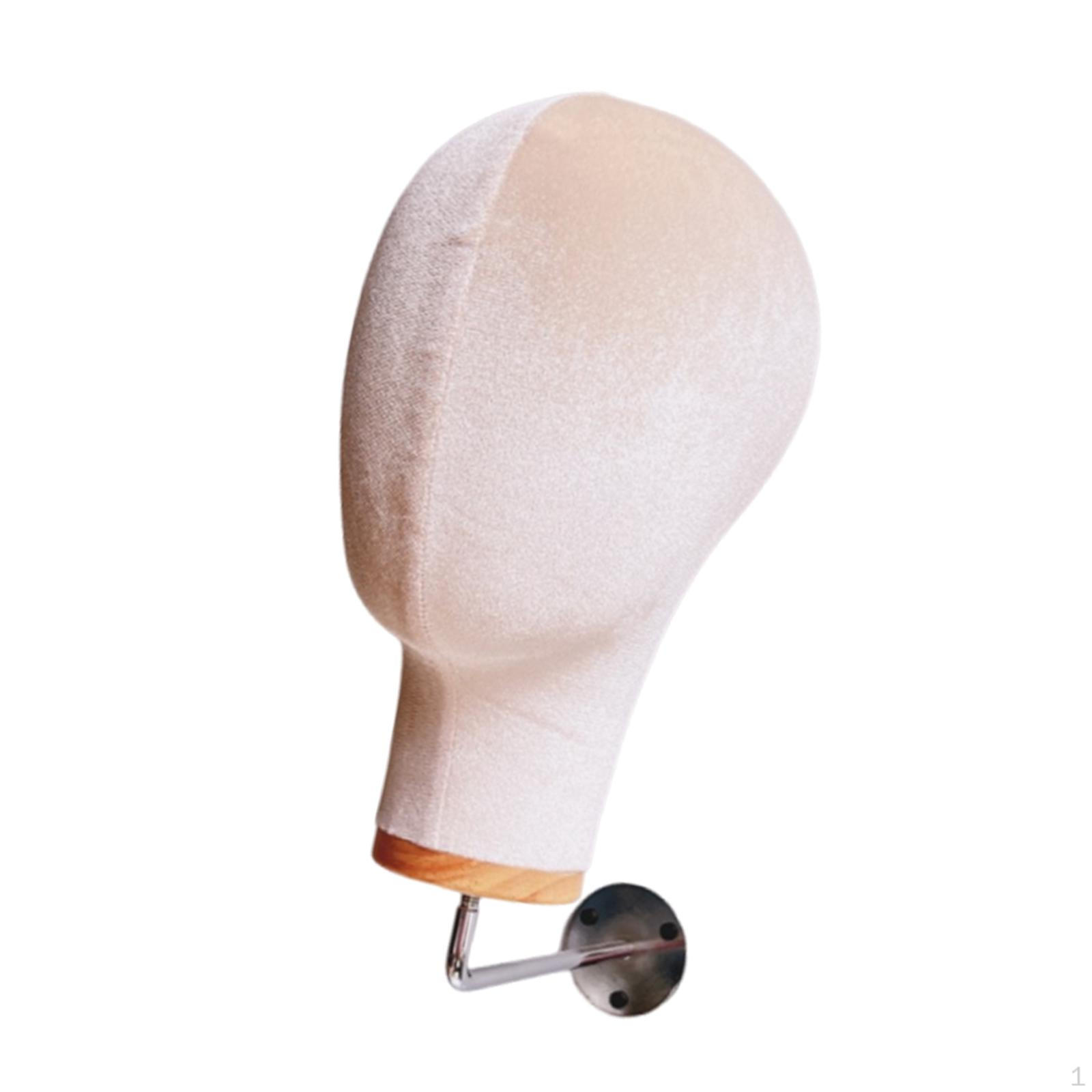 

Wall Mount Mannequin Head Model Hat Cap Stand 54cm Circumference Velvet Cloth Height 28cm for бежевий