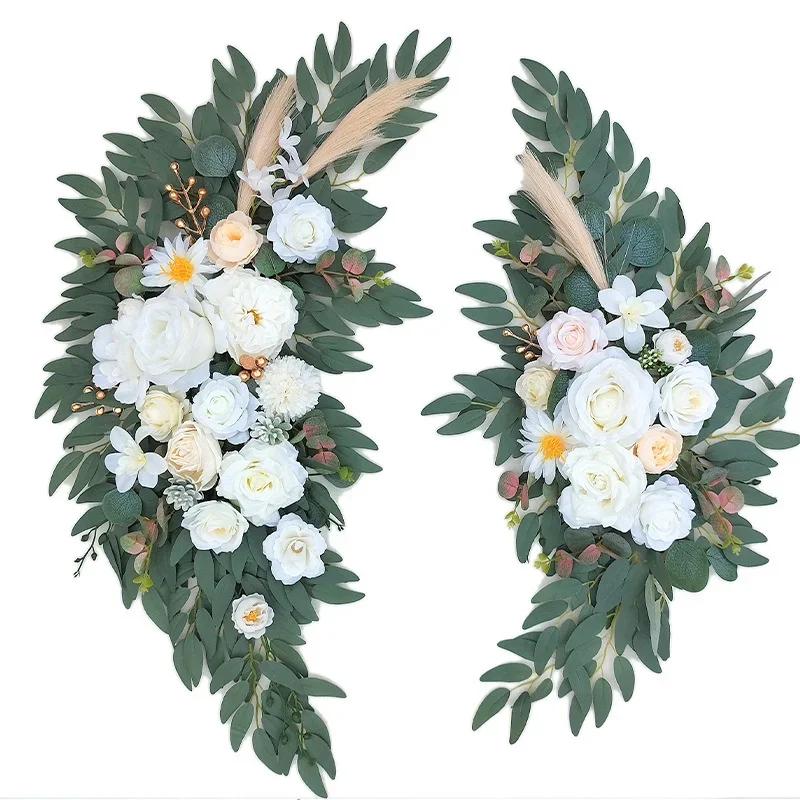 2 Piece Large Artificial Flower Arch Wedding Decor Floral Display Background Fake Plant Party Wall Ceremony Holiday Decoration