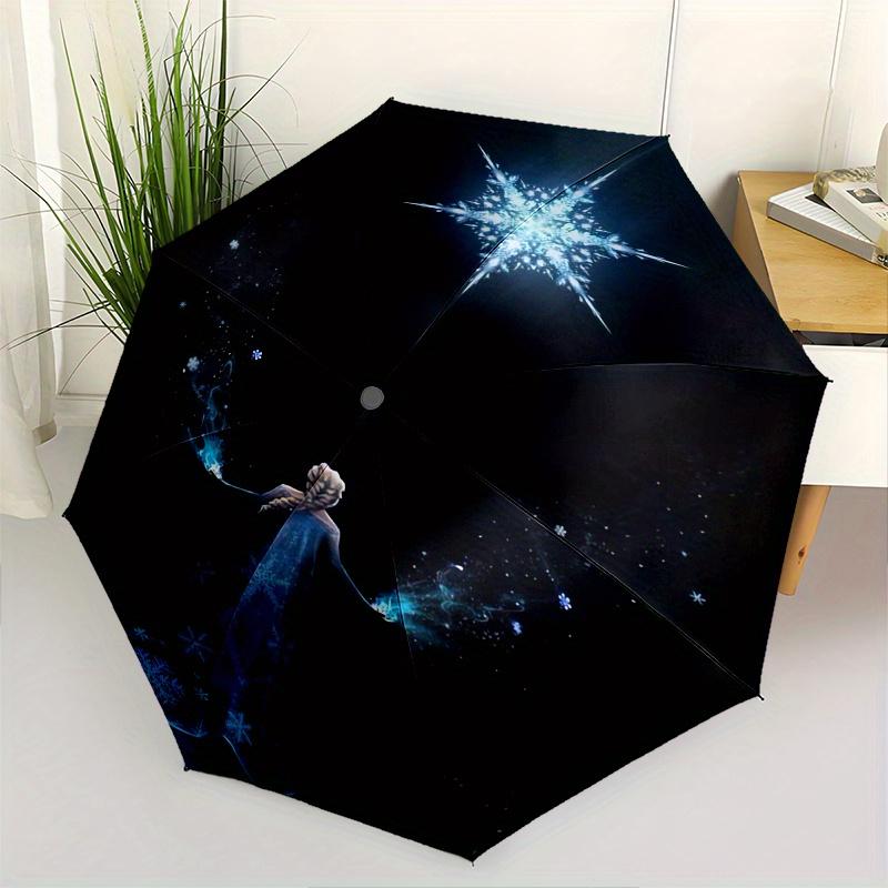 

Elsa,Snowflake Fully automatic themed umbrella - 8 ribs durable iron frame, tri-fold compact design, perfect as a gift, travel umbrella, uni