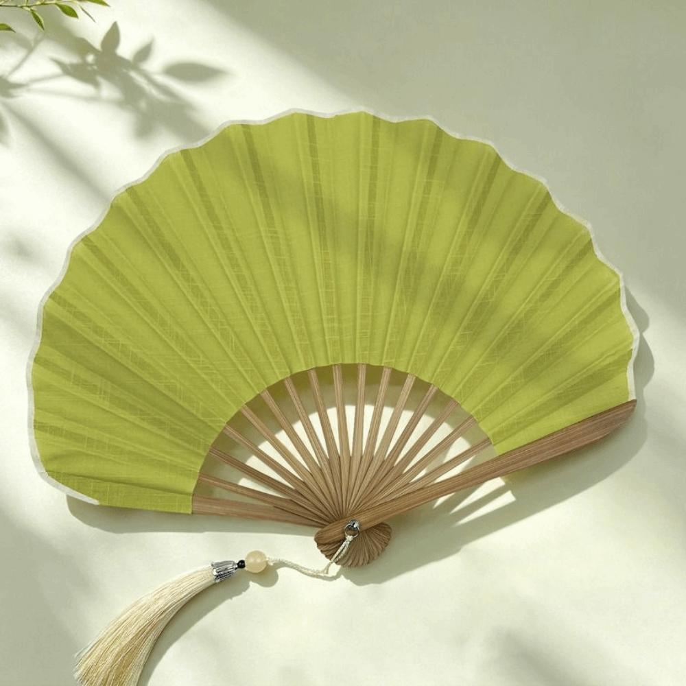Cotton Linen Cloth Mini Shell Fan Bamboo Frame Dance Fan Retro Handheld Fan Gift Giving