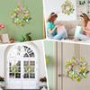 Small Easter Egg Wreath for Front Door Artificial Spring Colorful Eggs Wreath Farmhouse Hanging Kitchen Cabinet Wreath with Ribbon