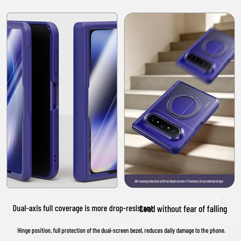 Zhilangni Huawei Pura X Max Folding Phone Case with Rotating Stand & Integrated Screen Protector