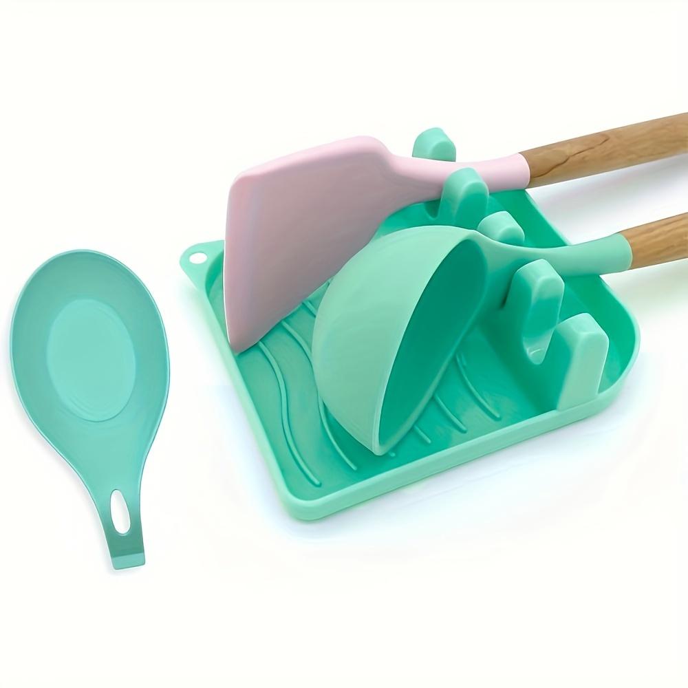 

1PC Multi-vessel Spoon Holder with Drip Pad, Non-slip and Heat-resistant Kitchen and Grill Spoon Holder
