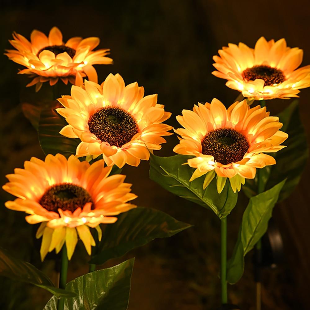 1Pz Luce Solare a LED Girasole per Esterno, Prato, Sentiero, Cortile, Matrimonio, Festa, Giardino, Decorazione, Lampada Solare a Fiori