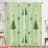 2 szt., Drukowane na płasko 2D Zasłony ze wzorem Choinka Płatki śniegu Trwała tkanina 100% poliester (bez pręta) Dekoracje do domu dla