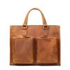 New Men's Laptop Bag Crazy Horse Leather Women's Shoulder Crossbody Large Capacity Genuine Briefcase