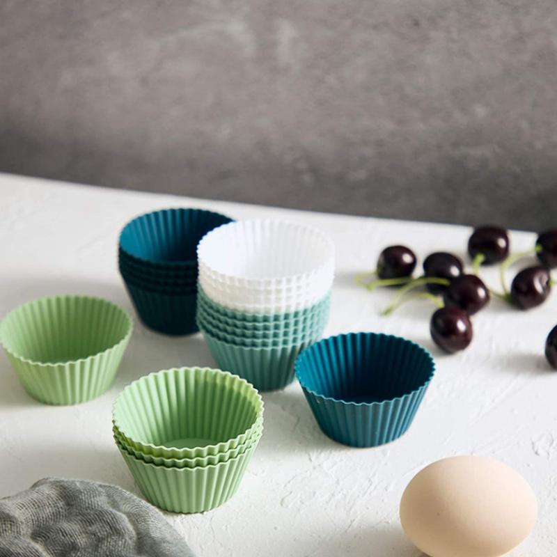 12/24Pcs Silicone Cake Mold Round Shape Muffin Cupcake Baking Molds Pudding Jelly Cup Pastry Home Kitchen Bakeware Bpa Free