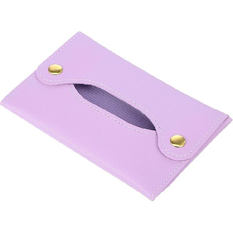 Держатель для карманных салфеток, Держатель для салфеток для кошелька, Мягкая коробочка для салфеток, Многоразовый чехол-кошелек для салфеток, Бумажная коробочка-сумка для лицевых полотенец, Чехол из ПУ-кожи для бумажных полотенец фиолетовый