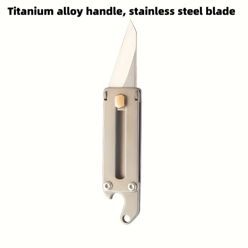 Titanium Alloy Mini Utility Knife with Bottle Opener , Keychain , Lightweight Compact Design, Ergonomic Grip for Precision Cutting