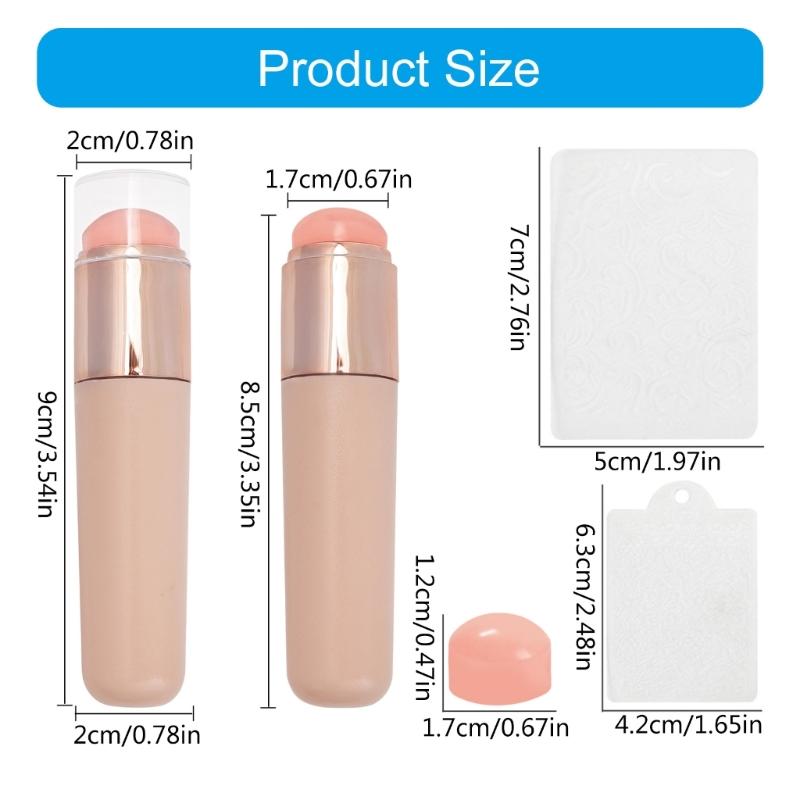 Reusable Silicone Nail Brush Clear Nail Stamper Kit for Easy to Usea Nail Art with Gradient Effect Manicure Accesories