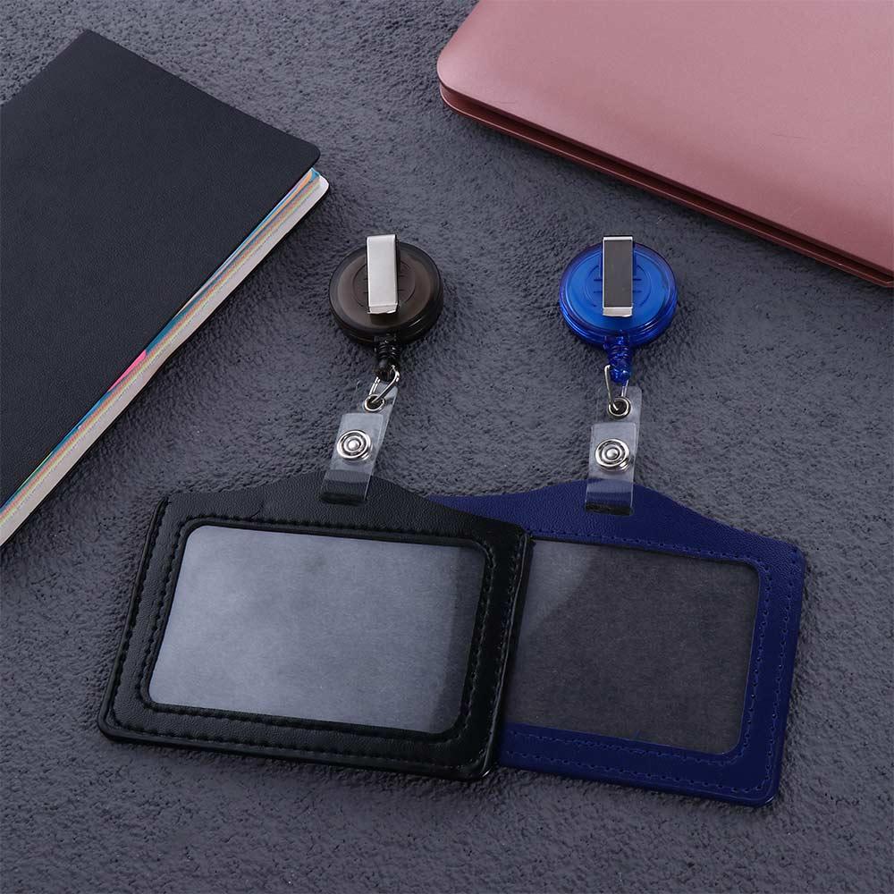 

Держатель для карт из искусственной кожи с зажимом, держатель для именных карт, выдвижные катушки для бейджей, держатель для удостоверения личности медсестры, врача