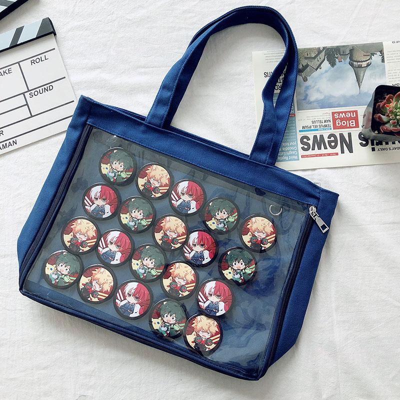 New Japanese canvas single-sided pain bag baby bag shoulder portable armpit bag bar pain doll animation two-dimensional bag