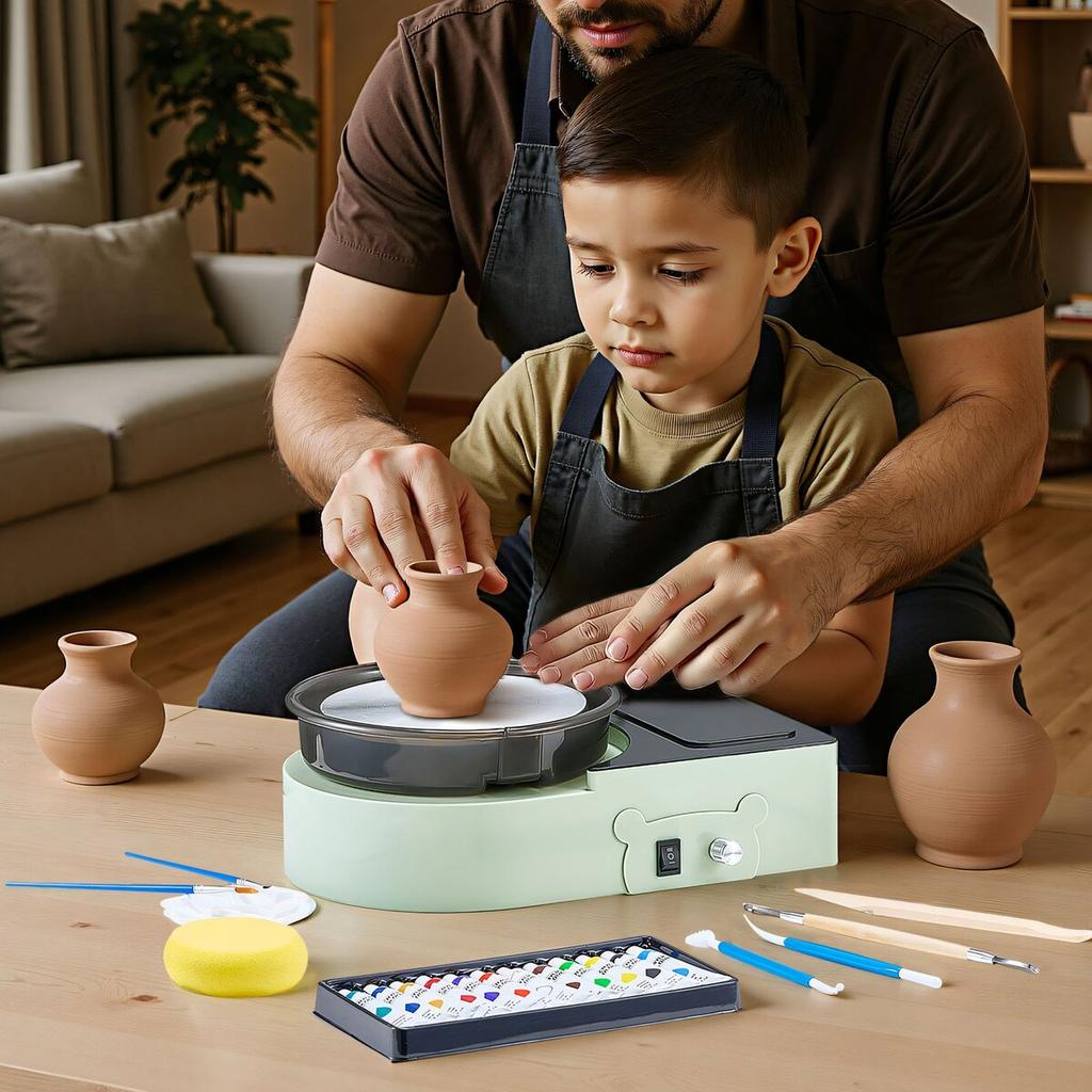 Mini Pottery Wheel Electric Clay Wheel for Kids and Adults 158 mm Green